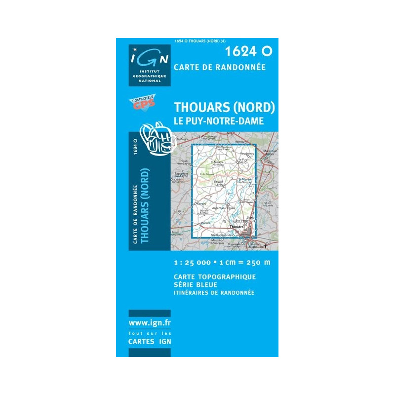 Carte randonnées IGN - Thouars (Nord) - Puy Notre Dame - 1624 O Carte randonnées IGN - Thouars (Nord) - Puy Notre Dame - 1624 O