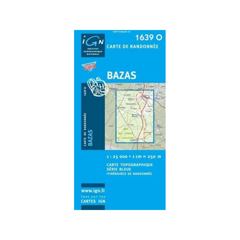 Achat Carte randonnées IGN - 1639 O - Bazas Achat Carte randonnées IGN - 1639 O - Bazas