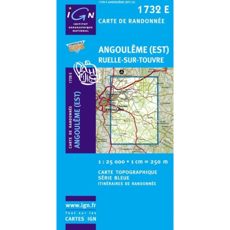 Carte randonnées IGN - Angoulême (Est) - Ruelle-sur-Trouve 1732 E