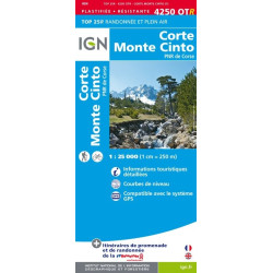 Corte Monte Cinto - PNR de Corse - IGN 4250 OTR