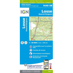 Bourriot - Bergonce, Losse -IGN 1640 SB