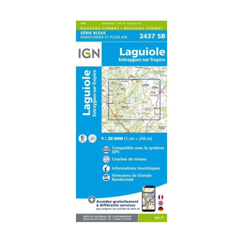 Laguiole,Entraygues sur Truyère - IGN - 2437 SB