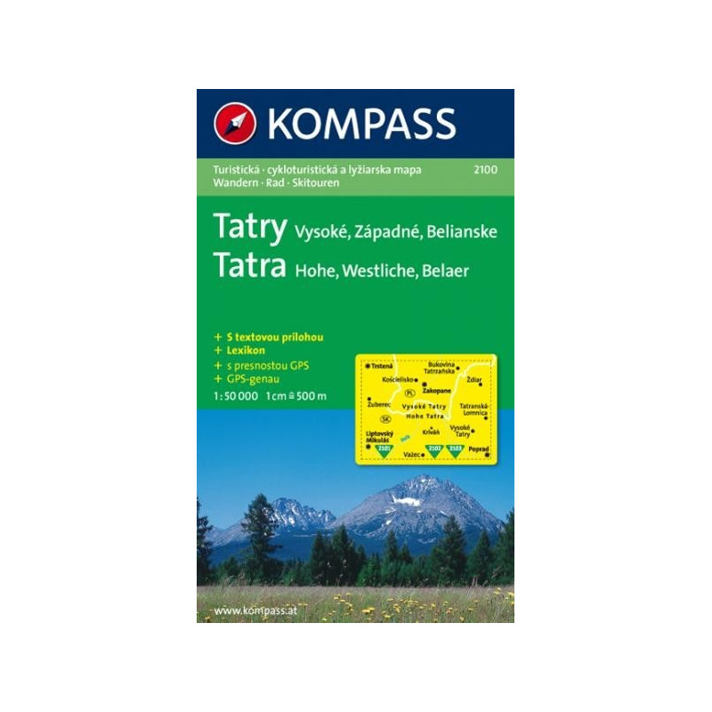 Achat Carte randonnées Tatra, Tatry - Kompass 2100 Achat Carte randonnées Tatra, Tatry - Kompass 2100