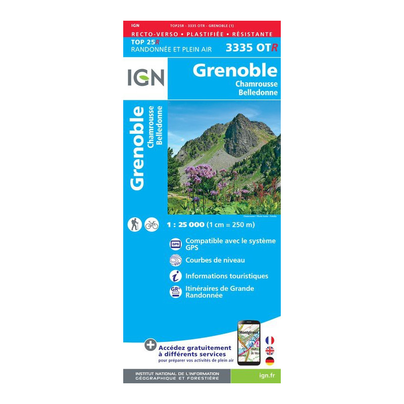 Achat carte de randonnées  Grenoble - IGN 3335 OTR - carte Résistante