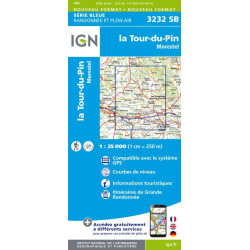 Carte randonnées IGN - 3232 SB - La Tour-du-Pin/Morestel