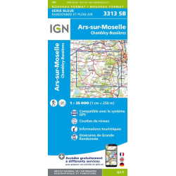 Carte randonnées IGN - 3313 SB - Ars-sur-Moselle/Chambley/Bussières