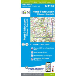 Achat Carte randonnées IGN - 3314 SB - Pont à Mousson/Thiauourt Régniéville