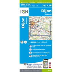 Carte randonnées IGN - 3123 SB - Dijon Est/Auxonne