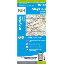 Carte randonnées IGN - 3131 SB - Meyzieu/Crémieux/Montluel