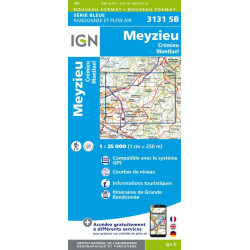 Carte randonnées IGN - 3131 SB - Meyzieu/Crémieux/Montluel