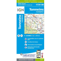 Achat carte randonnées Tonneins/Casteljaloux - IGN - 1739 SB