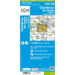Achat carte de randonnées Chambray les Tours/Langeais/Azay le rideau - IGN - 1823 SB