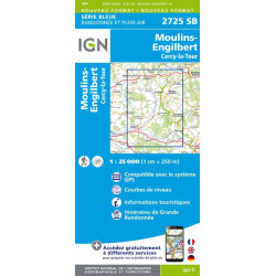 Achat carte de randonnées - IGN 2725 SB - Moulins-Engilbert/Cergy la Tour