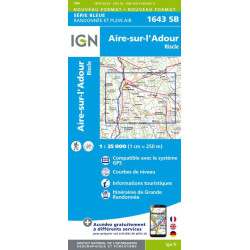 Achat Carte randonnées IGN - 1643 SB - Aire sur l'Adour/Riscle