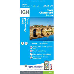Achat Carte randonnées IGN - 2121 OT - Blois/Chambord/Cheverny
