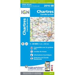 Achat carte de randonnées Chartres, Courville - IGN - 2016 SB