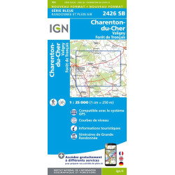 Achat carte randonnées Charenton du Cher/Valigny/Foret de Tronçais - IGN - 2426 SB