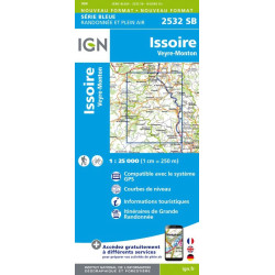 achat carte de randonnées Issoire/Veyre Monton - IGN 2532 SB