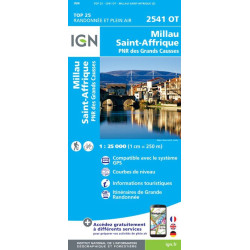 achat carte de randonnées Millau/Saint Affrique - IGN 2541 OT
