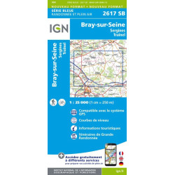 achat carte de randonnées - IGN 2617 SB - Bray sur Seine/Sergine/Traînel