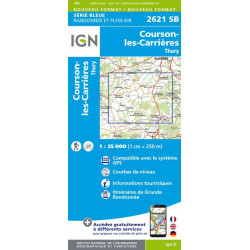 Achat carte de randonnées Courson les Carrières/Thury - IGN - 2621 SB