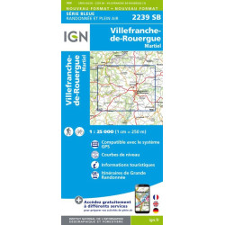 Achat Carte randonnées  IGN - 2239 SB - Villefranche de Rouergue/Martiel