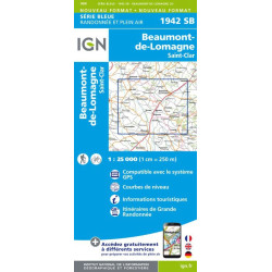 Achat Carte randonnées IGN - 1942 SB - Beaumont de Lomagne/Saint Clar