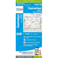 Achat Carte randonnées IGN - 1944 SB - Samathan - Lombez/L'isle en Dodon