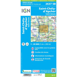Achat Carte randonnées IGN - 2637 SB - Saint-Chély-d'Apcher, saint Amand