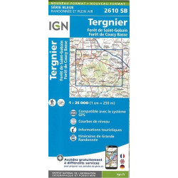 achat carte de randonnées - IGN 2610 sb - Anizy le Château / Forêt de Saint Gobain