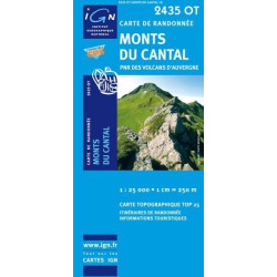 Achat Carte randonnées IGN - 2435 OTR  Monts Du Cantal - PNR des volcans d'Auvergne