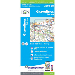 Achat Carte randonnées IGN - 2203 SB  Gravelines / Audruicq