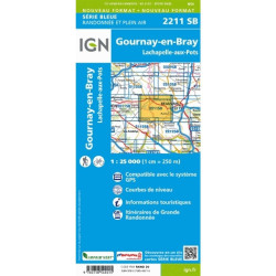 Achat Carte randonnées IGN - 2211 SB  Gournay-en-Bray  La Chapelle aux Pots