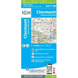 Achat Carte randonnées IGN  - 2411 SB  Estrées Saint-Denis Clermont