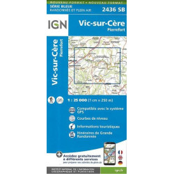 Achat Carte randonnées IGN 2436 SB  Vic sur Cere Pierrefort