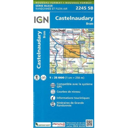 Achat Carte randonnées  IGN - 2245 SB Bram Castelnaudary