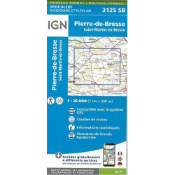 Achat Carte randonnées IGN - 3125  SB  Pierre-de-Bresse  St Martin-En-Bresse