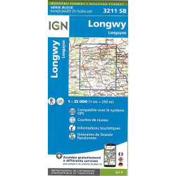 Achat Carte randonnées IGN - 3211  SB  Longuyon  Longwy