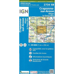 Achat Carte randonnées IGN - 2734  SB  Allègre  La Chaise Dieu  Craponne-Sur-Arzon