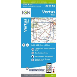 Achat Carte randonnées IGN - 2814  SB  Thible  Vertus