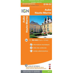 Achat Carte routière IGN - Aube  Haute-Marne - D10 - D52