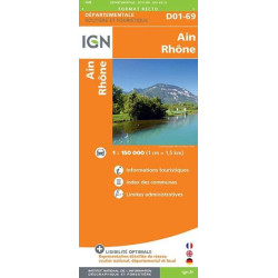 Achat Carte routière IGN - Ain Rhone - D01 D69