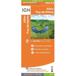 Achat Carte routière IGN - Allier  Puy de Dome - D03 - D63
