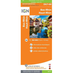 Achat Carte routière IGN - Bas Rhin  Haut-Rhin - D67 - D68