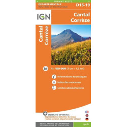 Achat Carte routière IGN - Cantal  Corrèze - D15 - D19