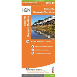Achat Carte routière IGN - Charente Maritime  Charente- D17 - D16
