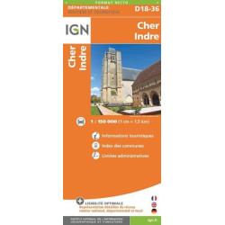 Achat Carte routière IGN - Cher Indre - D18 - D36