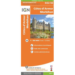 Achat Carte routière IGN - Côtes-d'Armor Morbihan - D22 - D 56
