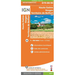 Achat Carte routière IGN - Haute Saône Vosges Territoire-Belfort - D70 - D88 - D90