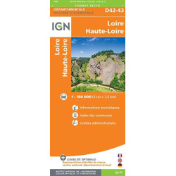 Achat Carte routière IGN - Haute Loire  Loire - D43 - D42